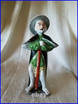 Unusual antique Chinese Porcelain Figure Farmer holding Hoe
