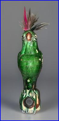 VINTAGE! CHINESE SANCAI GLAZE PARROT POTTERY FIGURE QING Dynasty 8.5