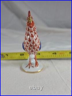 VINTAGE Herend Rust Fishnet Cocky Rooster Porcelain Bird Figurine