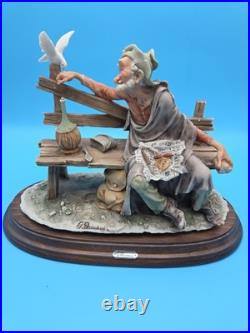 VINTAGE Tramp Feeding Dove Old Man With Bird Capodimonte, G. Armani Figurine