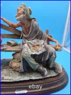 VINTAGE Tramp Feeding Dove Old Man With Bird Capodimonte, G. Armani Figurine