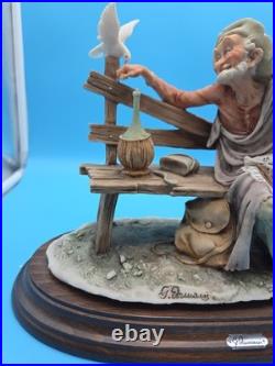 VINTAGE Tramp Feeding Dove Old Man With Bird Capodimonte, G. Armani Figurine