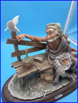 VINTAGE Tramp Feeding Dove Old Man With Bird Capodimonte, G. Armani Figurine