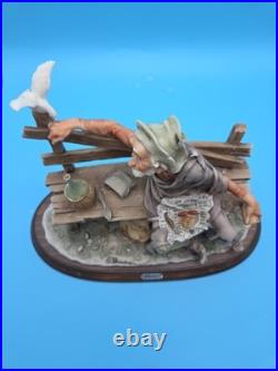 VINTAGE Tramp Feeding Dove Old Man With Bird Capodimonte, G. Armani Figurine