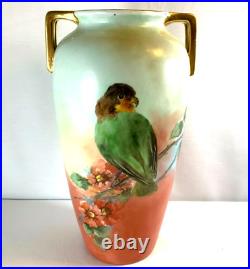 VTG/Antique Art Deco Porcelain Vase/Hand Painted Bird/Gold Trim/Japan/EUC