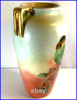 VTG/Antique Art Deco Porcelain Vase/Hand Painted Bird/Gold Trim/Japan/EUC