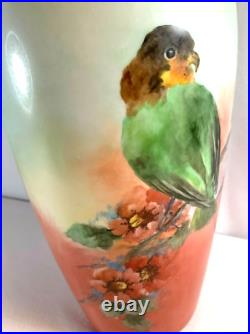 VTG/Antique Art Deco Porcelain Vase/Hand Painted Bird/Gold Trim/Japan/EUC