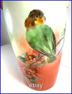 VTG/Antique Art Deco Porcelain Vase/Hand Painted Bird/Gold Trim/Japan/EUC