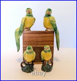VTG Ceramic Arts Studio, MCM Hand Painted Parrots, Polly, Pete, Chirp, Twirp
