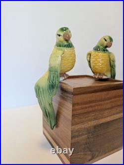 VTG Ceramic Arts Studio, MCM Hand Painted Parrots, Polly, Pete, Chirp, Twirp