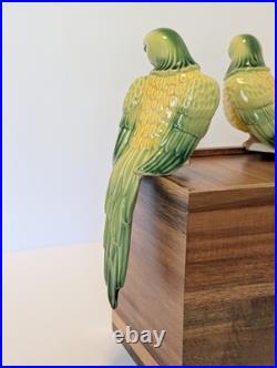 VTG Ceramic Arts Studio, MCM Hand Painted Parrots, Polly, Pete, Chirp, Twirp