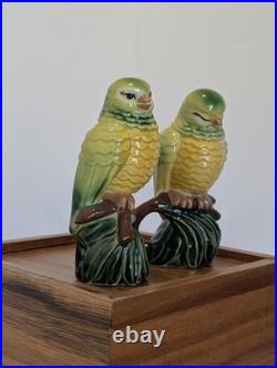 VTG Ceramic Arts Studio, MCM Hand Painted Parrots, Polly, Pete, Chirp, Twirp