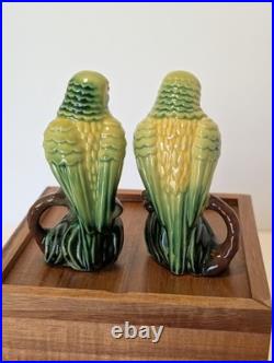 VTG Ceramic Arts Studio, MCM Hand Painted Parrots, Polly, Pete, Chirp, Twirp
