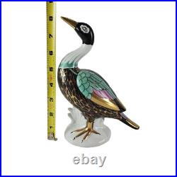 VTG Frederick Cooper Black Teal Pink & Gold Ceramic Bird Figurine Standing Macau