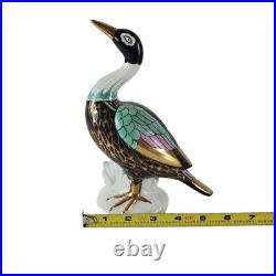 VTG Frederick Cooper Black Teal Pink & Gold Ceramic Bird Figurine Standing Macau