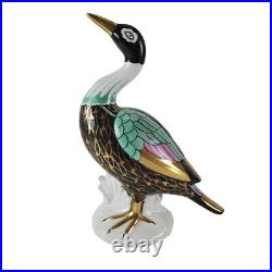 VTG Frederick Cooper Black Teal Pink & Gold Ceramic Bird Figurine Standing Macau
