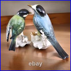 VTG Karl Ens Porcelain Yellow Wagtail Bird Figurines on Rock Branch Germany READ