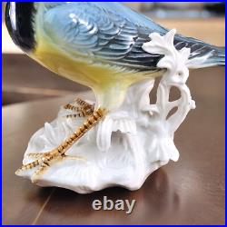 VTG Karl Ens Porcelain Yellow Wagtail Bird Figurines on Rock Branch Germany READ