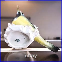 VTG Karl Ens Porcelain Yellow Wagtail Bird Figurines on Rock Branch Germany READ