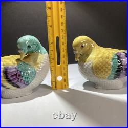 VTG Pair Of Fine Japanese Hand-Painted Porcelain Birds Figurines