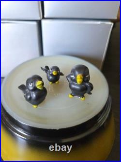 VTG RARE Josef Originals Miniature Family Of 3 Black Crow Birds Japan