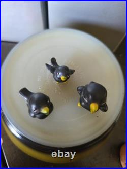 VTG RARE Josef Originals Miniature Family Of 3 Black Crow Birds Japan