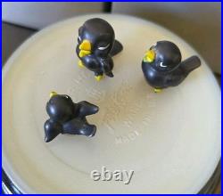 VTG RARE Josef Originals Miniature Family Of 3 Black Crow Birds Japan