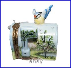 Versailles Limoges Trinket Box Mail Box with Letter and Blue Bird