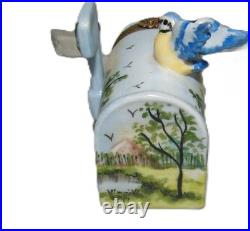 Versailles Limoges Trinket Box Mail Box with Letter and Blue Bird
