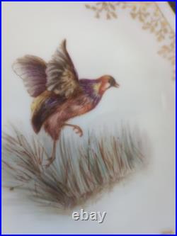 Victorian Limoges Set 4 Game Bird Pink B &D Porcelain Plates Hand Painted