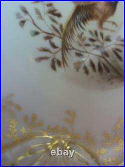 Victorian Limoges Set 4 Game Bird Pink B &D Porcelain Plates Hand Painted