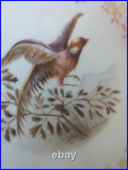 Victorian Limoges Set 4 Game Bird Pink B &D Porcelain Plates Hand Painted