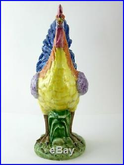 Vietri Rooster Made in Italy Statue Crowing Bird Multi Color Large 17 Inch Tall