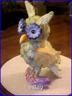 Vint Colorful Italian Ceramic Kitchen Owl statue Vegatarian Bird 14 T. G. Italy