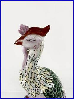 Vintage 12 Chinese Porcelain Peacock Bird Famille Rose Folk Art Statue Figurine