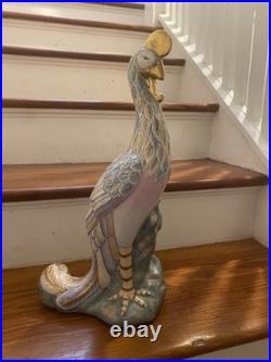 Vintage 17 Chinoiserie Handpainted Porcelain Chinese Phoenix Statue(WBI)