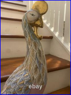Vintage 17 Chinoiserie Handpainted Porcelain Chinese Phoenix Statue(WBI)