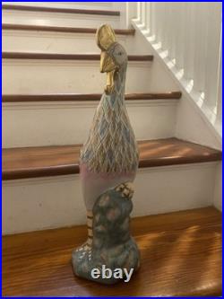 Vintage 17 Chinoiserie Handpainted Porcelain Chinese Phoenix Statue(WBI)