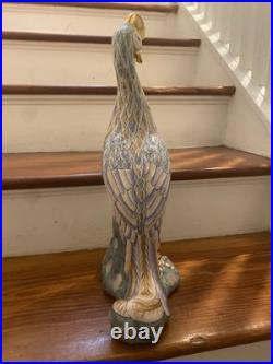 Vintage 17 Chinoiserie Handpainted Porcelain Chinese Phoenix Statue(WBI)