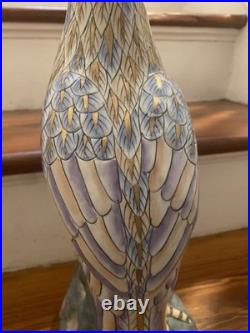 Vintage 17 Chinoiserie Handpainted Porcelain Chinese Phoenix Statue(WBI)