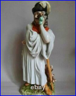 Vintage 1940s Statue Hungarian Figurine with Herend Tube Porcelain Hand Painted