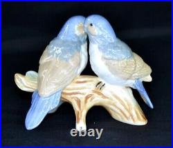 Vintage 1960s Germany Statue Figurine Two Birds on Branch Porcelain Art Hand Pai