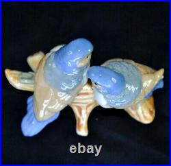Vintage 1960s Germany Statue Figurine Two Birds on Branch Porcelain Art Hand Pai