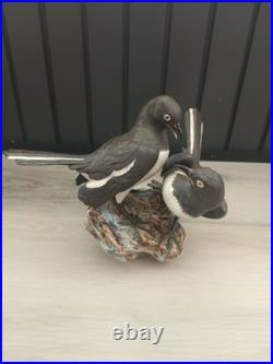 Vintage 1970's Chinese Shiwan Porcelain Magpie Birds on Rock Figurine