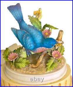 Vintage Andrea By Sadek Porcelain Bisque Blue Bird Lamp