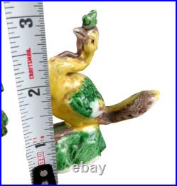 Vintage Antique Chinese Export Sancai Glazed Porcelain Phoenix Bird Set of 3
