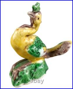 Vintage Antique Chinese Export Sancai Glazed Porcelain Phoenix Bird Set of 3