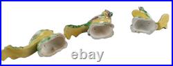Vintage Antique Chinese Export Sancai Glazed Porcelain Phoenix Bird Set of 3