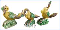 Vintage Antique Chinese Export Sancai Glazed Porcelain Phoenix Bird Set of 3