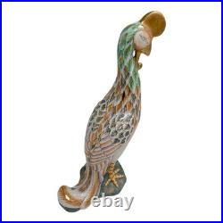 Vintage Asian Ceramic Phoenix Bird Statue 17 Hand Painted Pastel Gold Accents